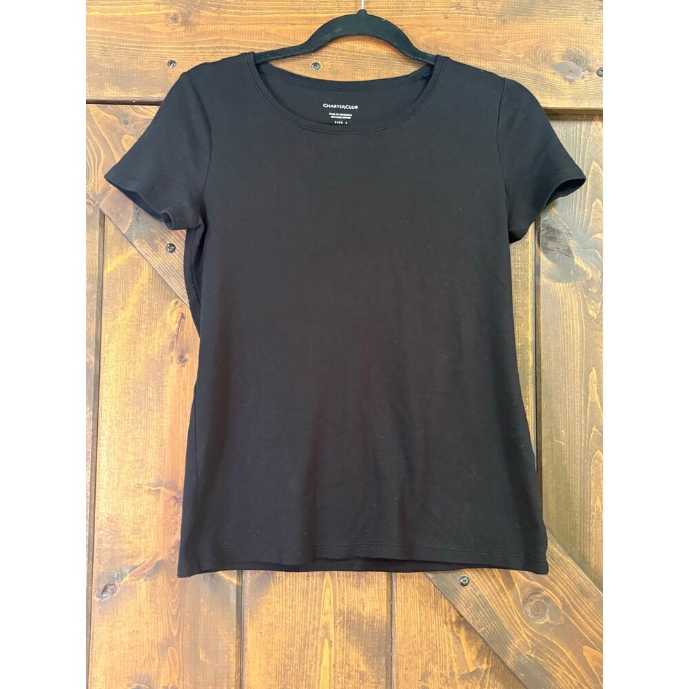 Charter Club women’s small Pima cotton black crewneck t-shirt